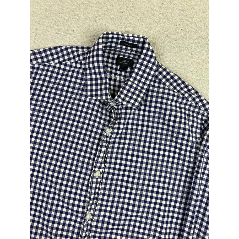 J.Crew Ludlow Dress Shirt Mens Medium Blue Gingham Slim Fit Long Sleeve Cotton